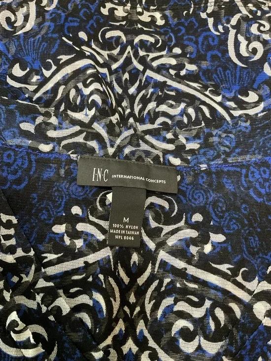 INC International Concepts Medallion Print Mesh V-Neck Top - Size Medium - Picture 10 of 11